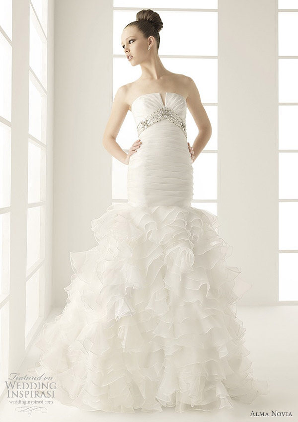 Wedding gown by Alma Novia 2011 - Marabu bead-embellished gauze gown 