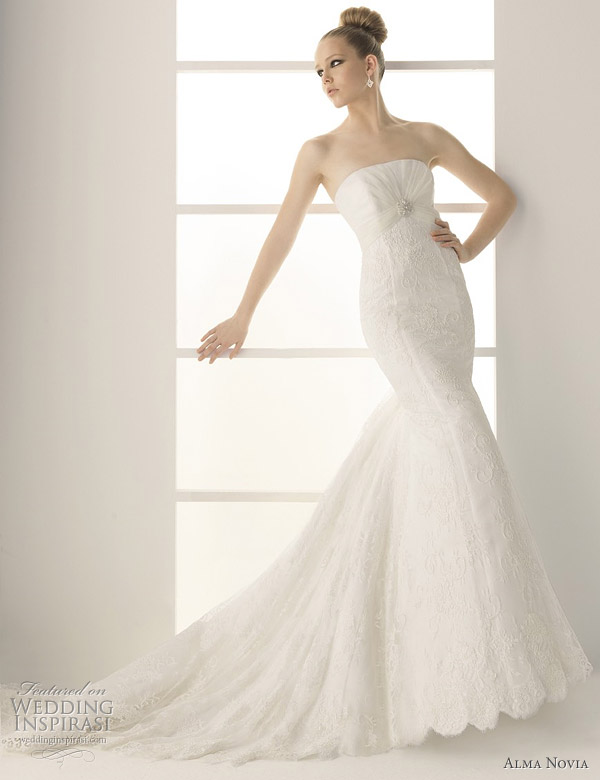 2011 wedding gowns by Alma Novia - Martina bead-embellished embroidered lace and organza gown 