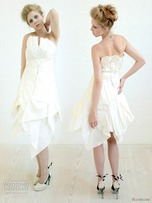 Blushless wedding dresses season 2011 Transformation bridal collection - theMAEKOone cocktail dress - dynamic silk taffeta dress with origami inspired folds in ivory.