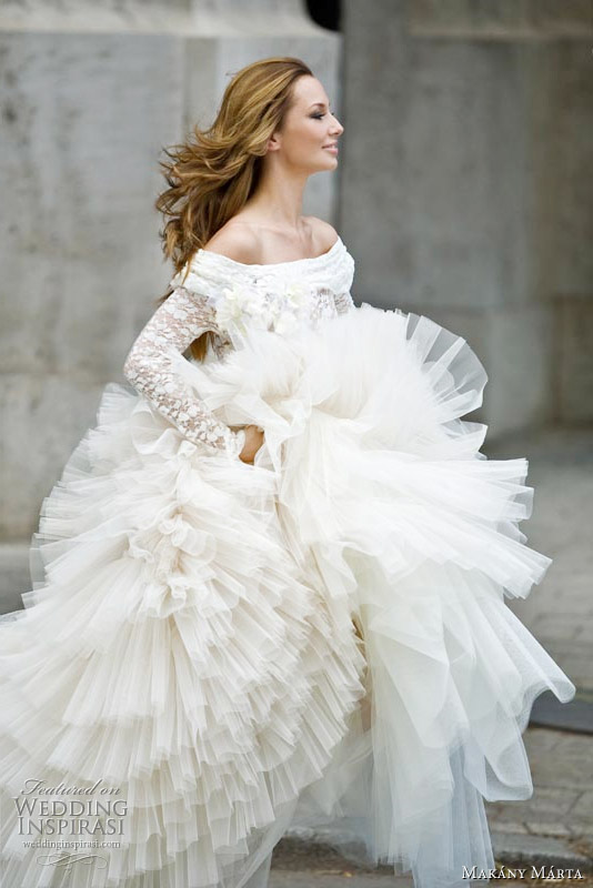 Makány Márta wedding dress fall 2010 - ruffle off-shoulder bridal gown