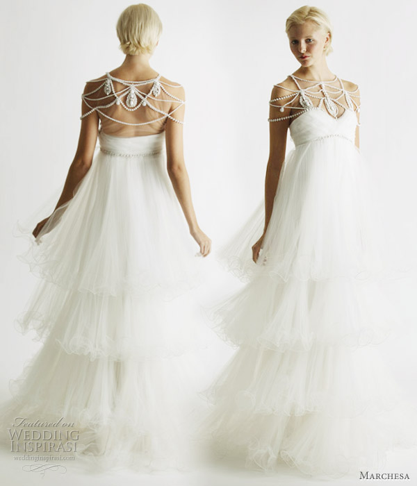 Tiered ruffle wedding dress from Marchesa Bridal Spring 2011 collection