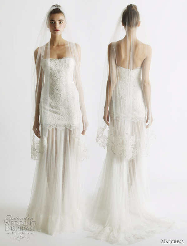 Marchesa wedding dresses Spring 2011 - strapless lace bridal gown