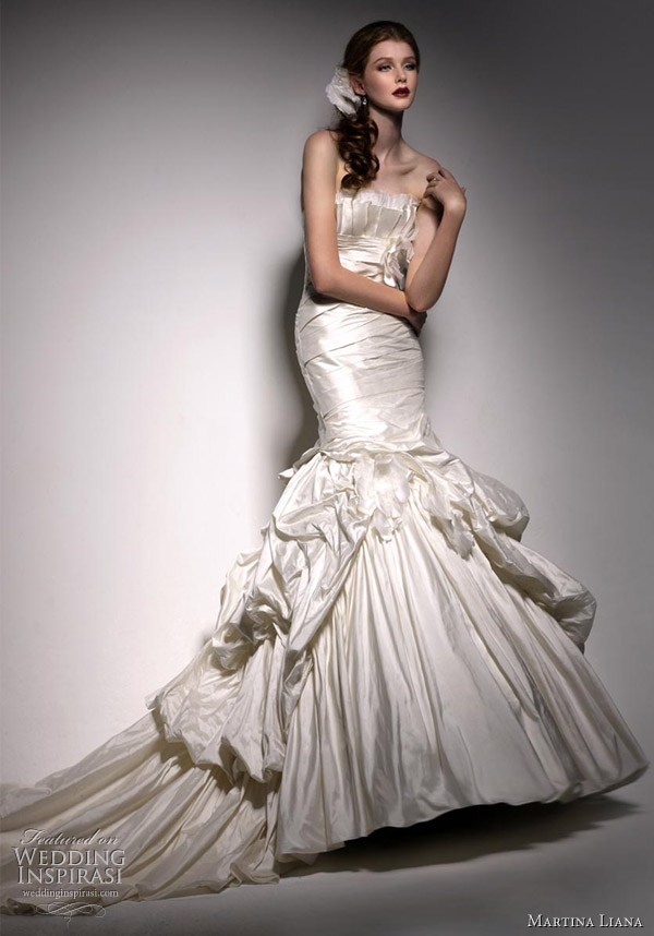 Martina Liana wedding dress 2010-2011 collection - silk taffeta gown with silk organza accent (other fabric option available)