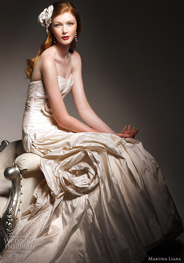 Martina Liana wedding gown 2011 collection - strapless Silk Taffeta Gown, also available in Dupioni, Soft Italian Metallic, Silk Satin, Detachable Sash Included