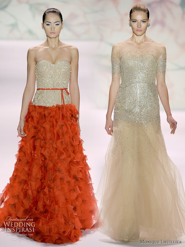 Monique Lhuillier Spring/Summer 2011 ready to wear nude red and gold sequins