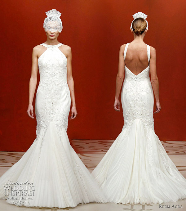 Reem Acra Fall 2011 wedding dress seen at the New York Bridal Market, worn with animal ear veil Reem Acra Fall 2011 wedding dress seen at the New York Bridal Market, worn with animal ear veil