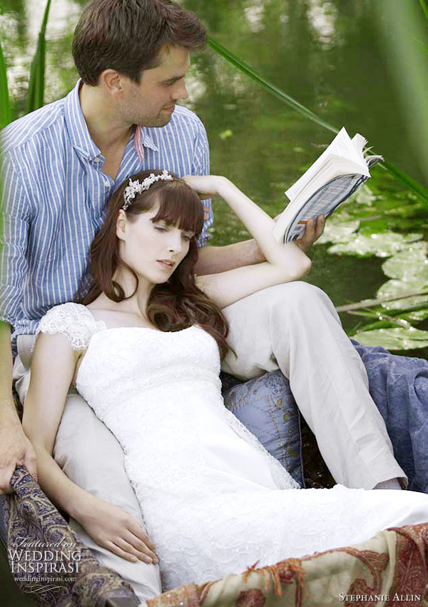 Romantic boat ride - bride wears Amelia wedding dress by Stephanie Allin from the 2011 bridal collection