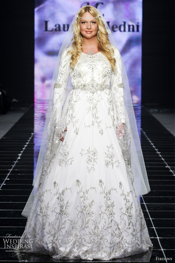 Russian wedding dress designed by fashion designer sisters from Chechnya Laura and Medni Arzhiyeva 