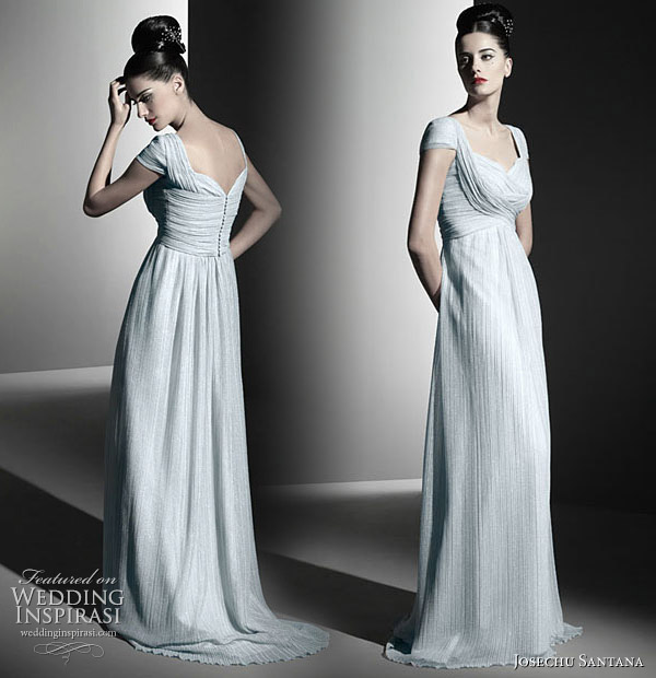 Josechu Santana draped wedding gown with cap sleeves