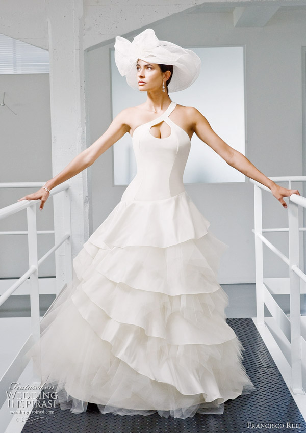 Keyhole wedding gown with one-strap by Francisco Reli 2011 bridal collection