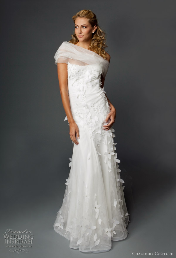 Chagoury Couture wedding dress 2010 -  Silk tulle gown with cut out flower applique
