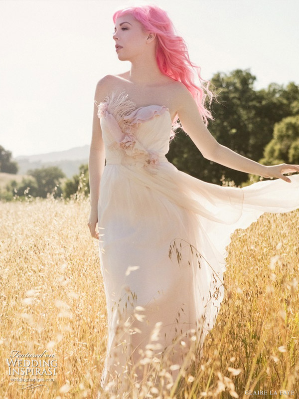 Claire La Faye blush pink wedding gown 2010 available to orfer at Etsy - It Must Have Been the Roses bridal gown