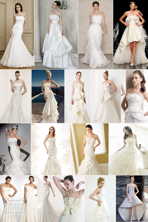 Wedding dresses with crumb catcher necklines