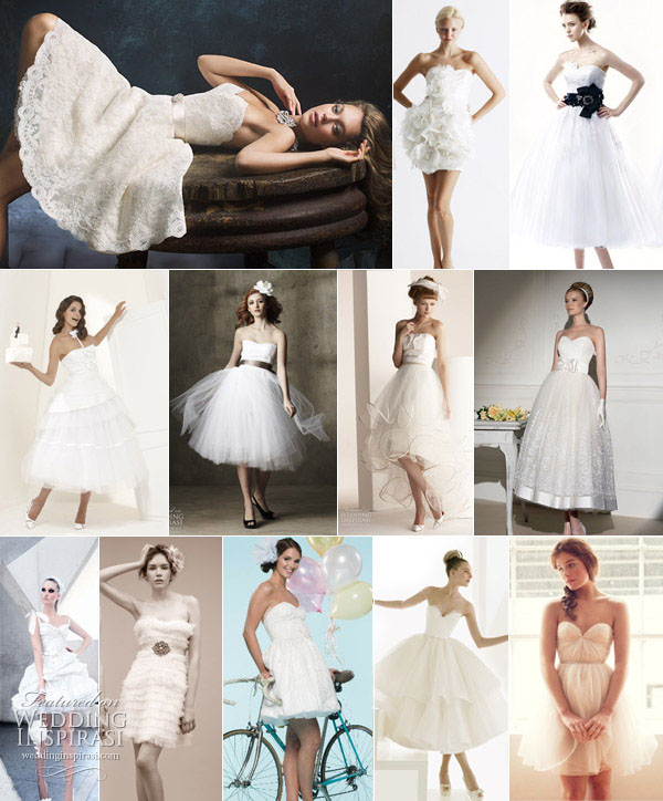 Short wedding dresses mini skirts knee length tea length ballet length