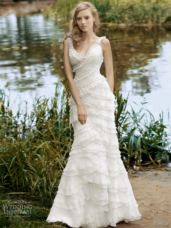 Papilio 2011 romantic wedding dresses collection, Forest Dreams - Opening ruffle tier gown with straps Papilio 2011 romantic wedding dresses collection, Forest Dreams - Opening ruffle tier gown with straps