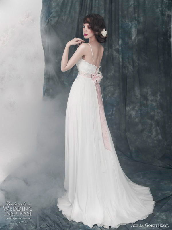 2011 wedding dress from Alena Goretskaya bridal collection - Alberta chiffon gown with rose ribbon