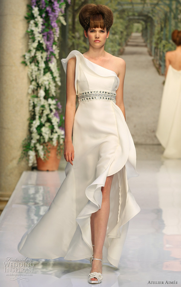 Atelier Aimee 2011 wedding gown - one-shoulder dress with belt 