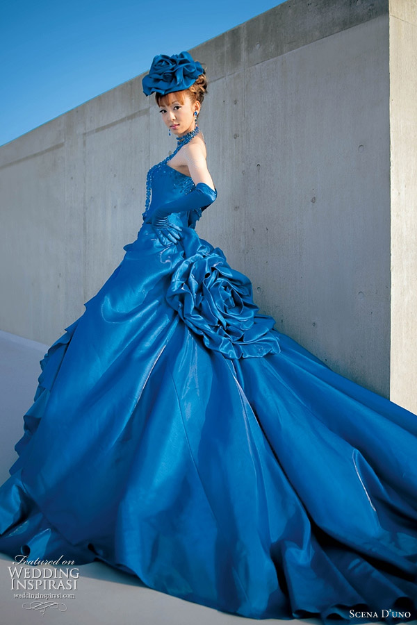 Blue western wedding gown by Scena D'Uno