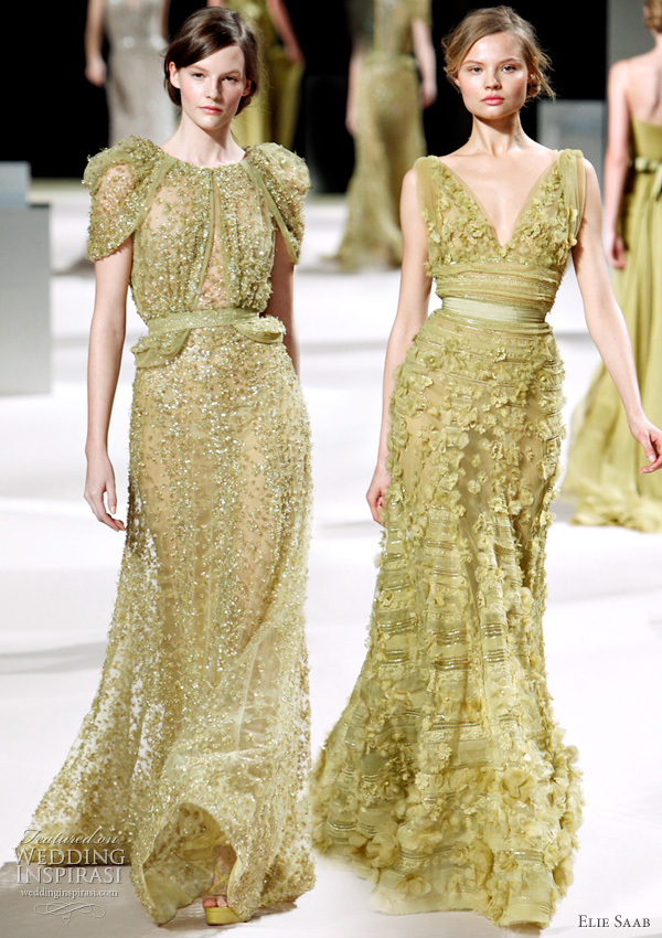 Elie Saab haute couture Spring 2011 - green bridal gown inspiration form the runway Elie Saab haute couture Spring 2011 - green bridal gown inspiration form the runway