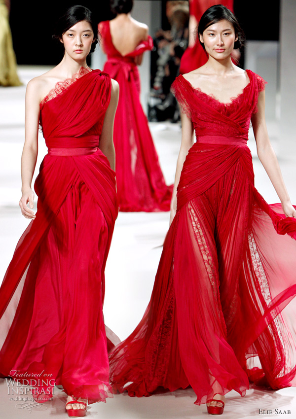 Elie Saab Haute Couture Spring/Summer 2011 - red evening dress bridal gown inspiration from the runway Elie Saab Haute Couture Spring/Summer 2011 - red evening dress bridal gown inspiration from the runway