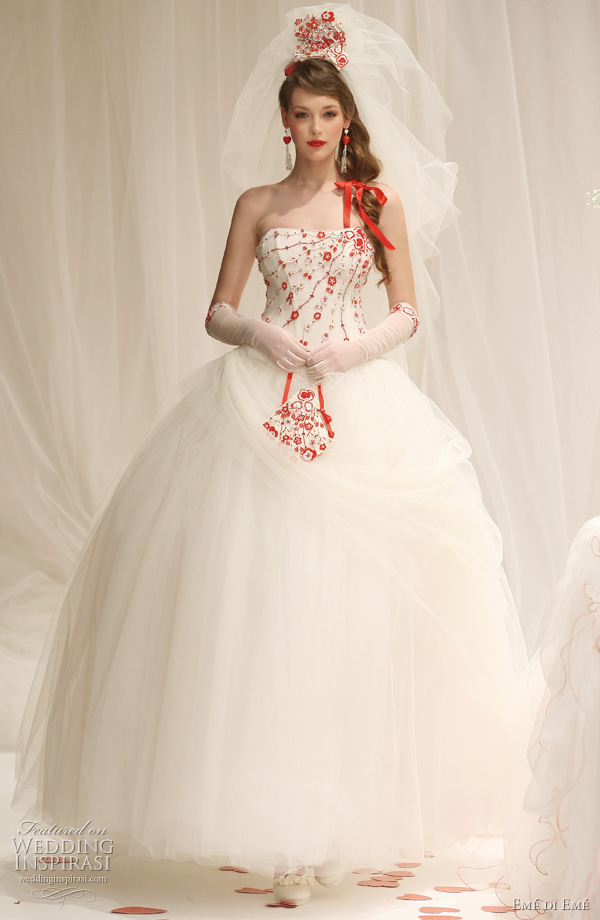 2011 red and white ball gown wedding dress by Emé di Emé bridal collection 2011 red and white ball gown wedding dress by Emé di Emé bridal collection