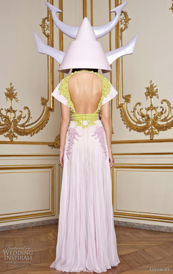 Givenchy Spring/Summer 2011 Haute Couture collection - back view of lavender dress and horned helmet