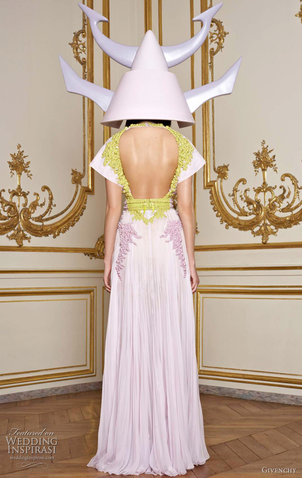 Givenchy Spring/Summer 2011 Haute Couture collection - back view of lavender dress and horned helmet Givenchy Spring/Summer 2011 Haute Couture collection - back view of lavender dress and horned helmet