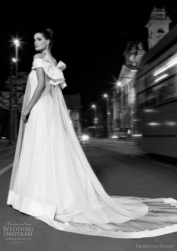 Pronuptia 2011 studio bridal collection - Off shoulder wedding gown with bow at the back 