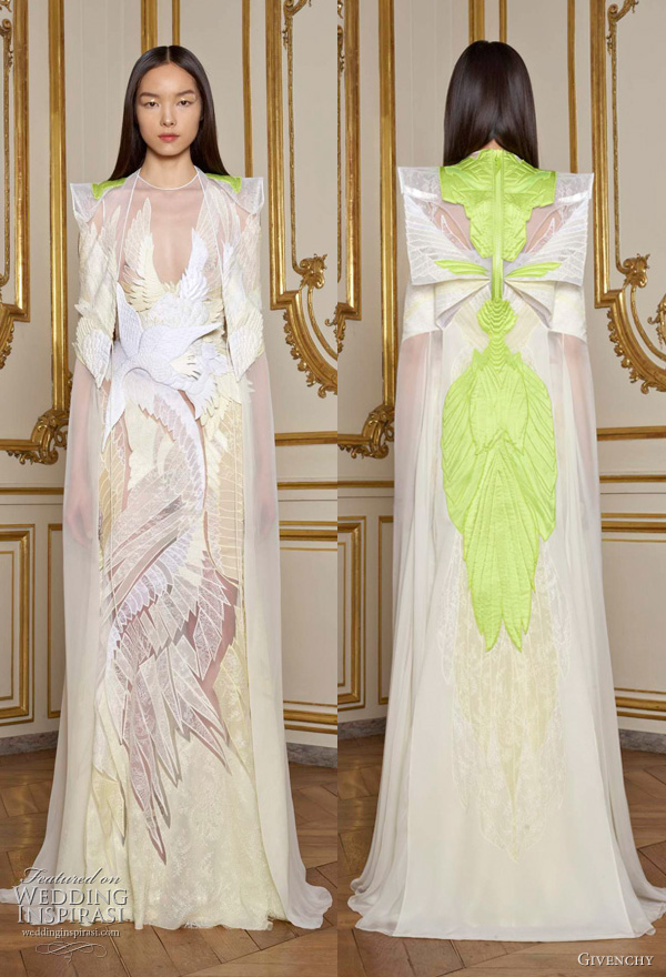 Spring 2011 Givenchy Couture, Riccardo Tisci. Dress with neon green accents