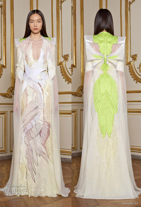Spring 2011 Givenchy Couture, Riccardo Tisci. Dress with neon green accents Spring 2011 Givenchy Couture, Riccardo Tisci. Dress with neon green accents
