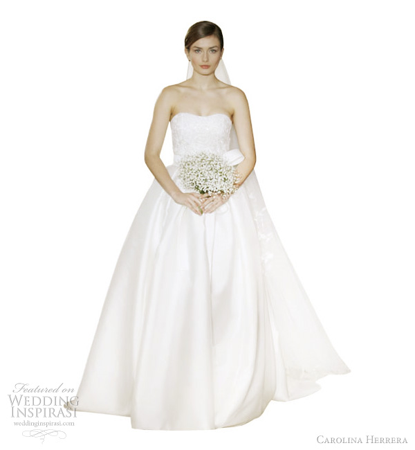 carolina herrera 2012 wedding dresses - Andreea off white ribbon embroidered chantilly lace and silk mikado overlay gown