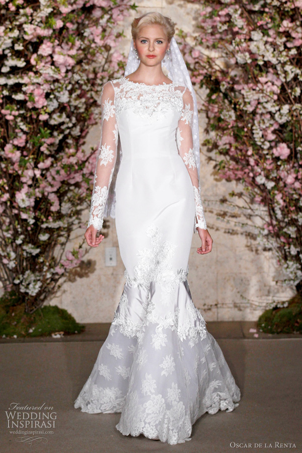 oscar de la renta wedding dresses 2012 - long sleeve bridal gown