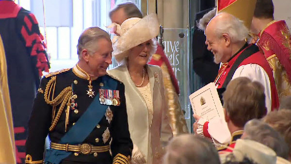 Prince charles and wife Camilla, Duchess of Cornwall arriving at Westminster Abbey