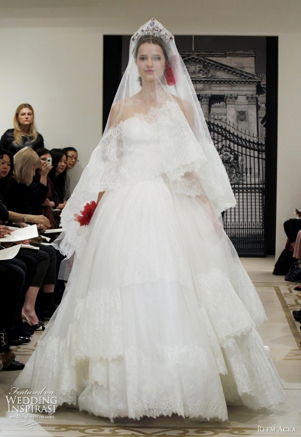 reem acra spring 2012 bridal collection - ball gown wedding dress and veil