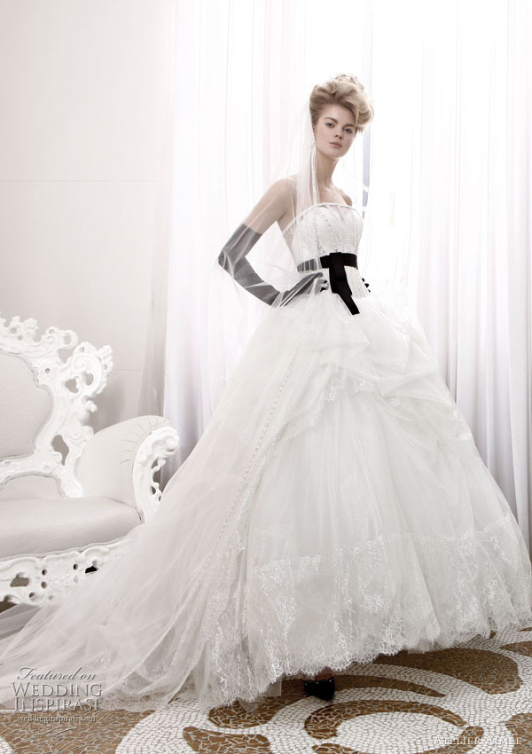 atelier aimee black white wedding dress