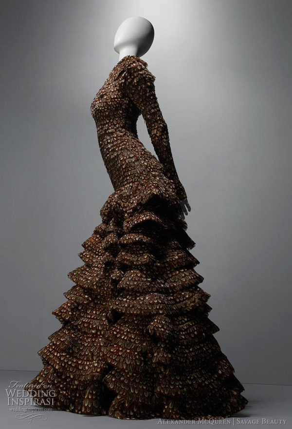 mcqueen feather wedding dress