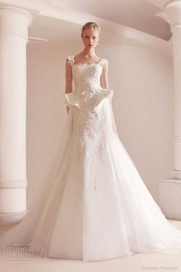 romantic wedding dresses with peplum