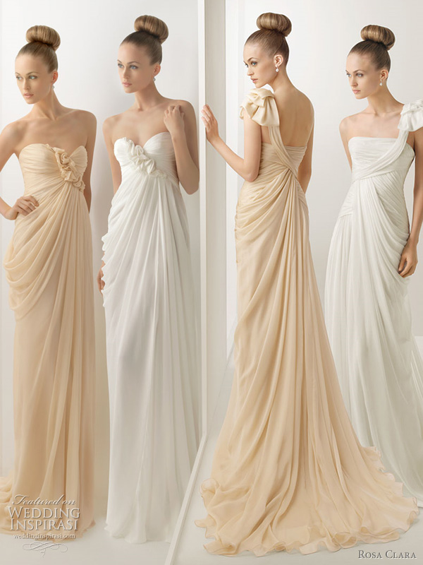 rosa clara wedding dress color - harmoni and hechizo draped grecian gowns