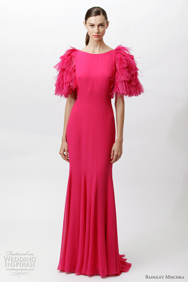 badgley mischka resort 2012 hot pink dress