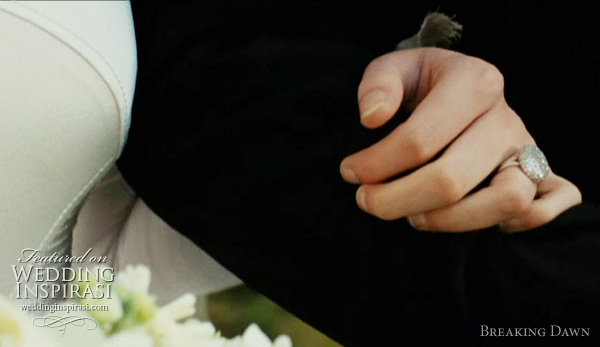 bella swan wedding dress carolina herrera - long sleeve with  fitted bodice, large ring