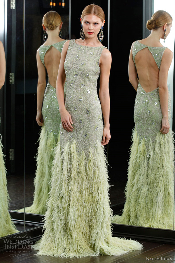 naeem khan resort 2012 collection - pale dusty celadon green dress