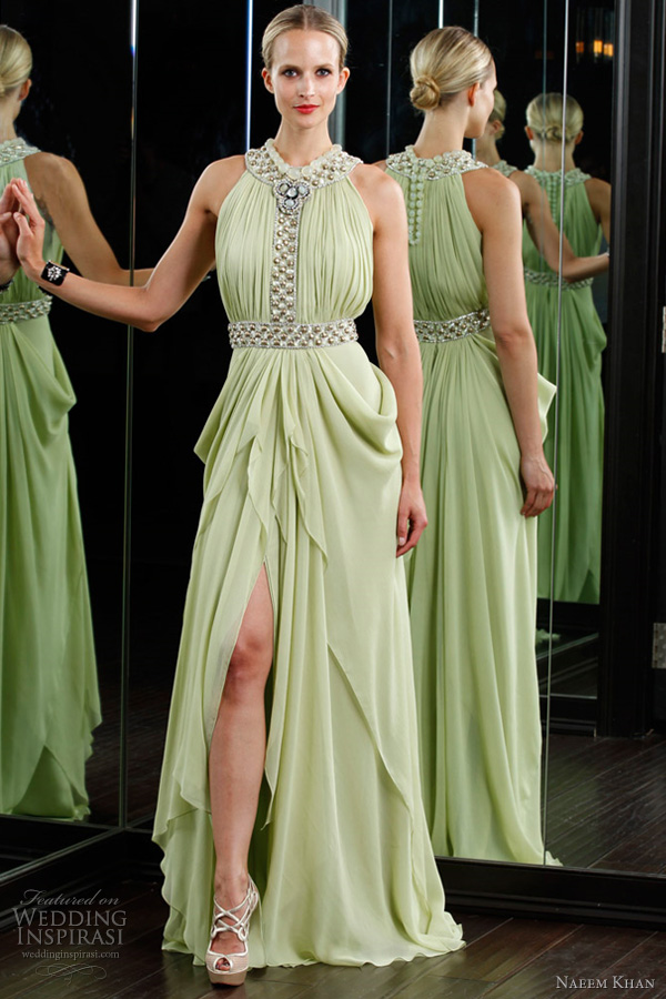 naeem khan resort 2012 dress - celadon grecian drape dress