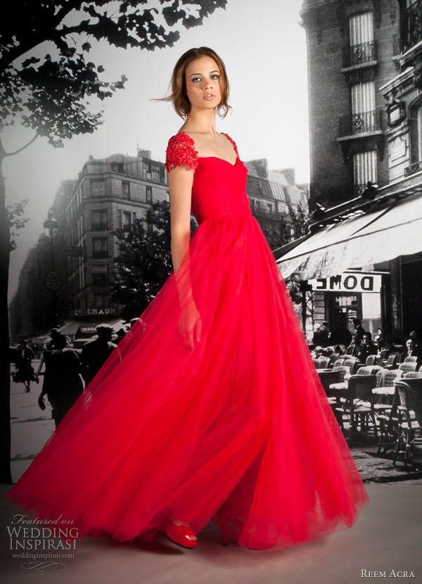 reem acra resort 2012 red dress