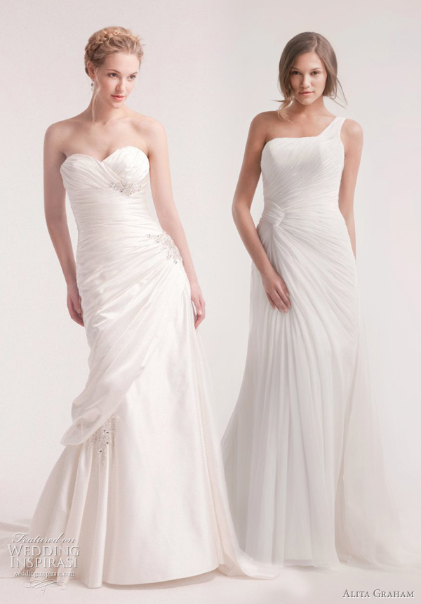 ruched draped wedding dresses alita graham