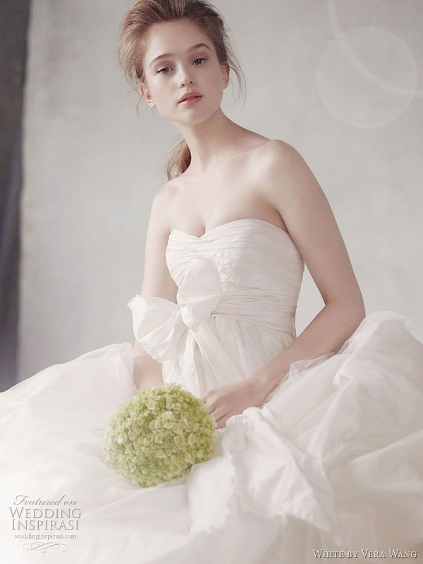 white by vera wang fall 2011 2012 wedding dress - Empire Waist Gown with Bias Cut Banded Bodice Style VW351071