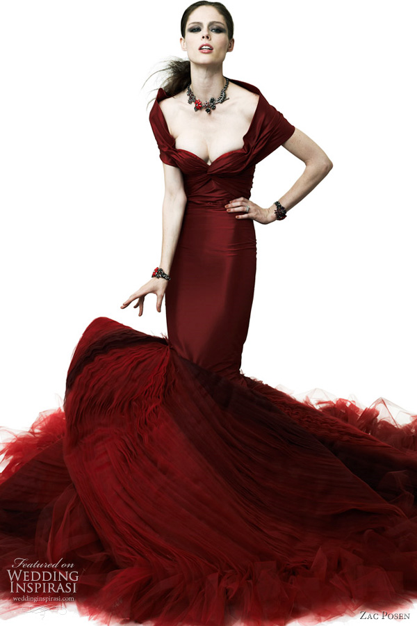 zac posen 2012 red wedding dress