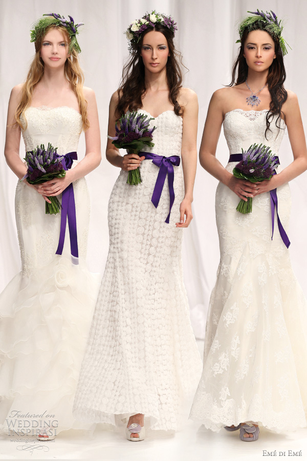 atelier aimee 2012 eme di eme - Gorizia, Bene and Selva sheath and mermaid wedding dresses with purple sash