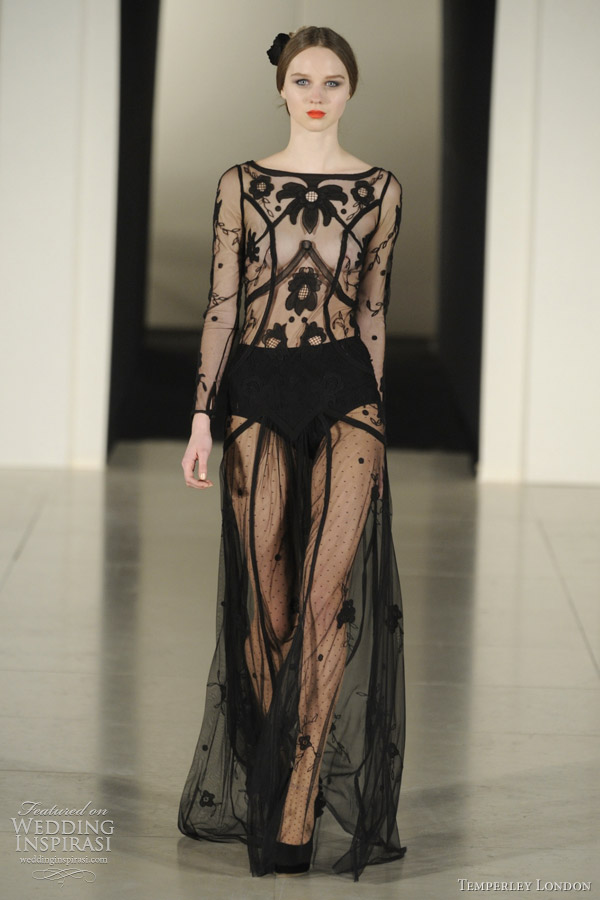 temperley london dresses fall 2011 - long tattoo dress in black