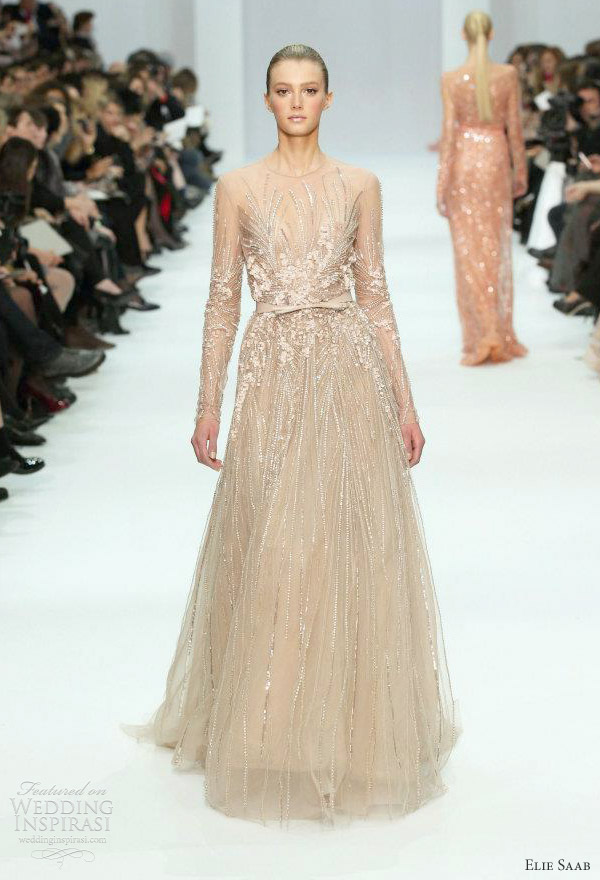 elie saab bridal - 2012 long sleeve color wedding gown inspiration