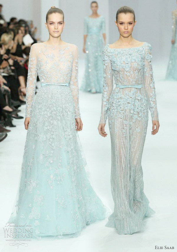 elie saab couture 2012 spring - baby blue long sleeve wedding gowns